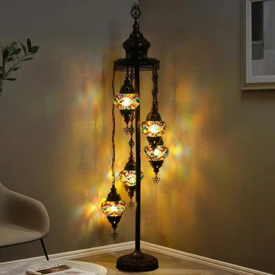 Mozaist 5 Globe- Turkish Mosaic Floor Lamp – Handmade Rainbow Mosaic Light, - Image 1 of 4