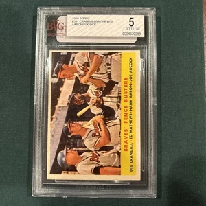 1958 TOPPS #351 EDDIE MATHEWS-HANK AARON BRAVES FENCE BUSTERS BVG 5 - Picture 1 of 2