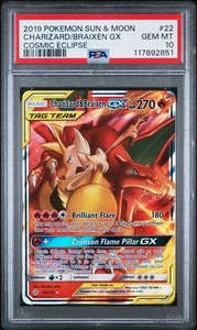 PSA 10 GEM MINT Charizard & Braixen GX 22/236 Pokemon Cosmic Eclipse - Bild 1 von 1