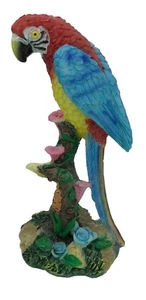 RED SCARLET MACAW PARROT FIGURINE ON TREE BRANCH - Picture 1 of 4