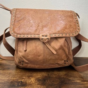The Sak Ventura Backpack Leather Embossed Convertible Crossbody Shoulder Bag Tan - Picture 1 of 12