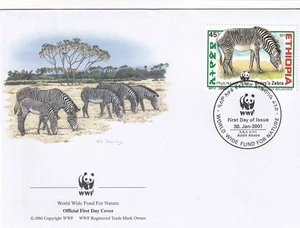 SA13 Ethiopia 2001  World Wide Fund - Zebras FDC - Picture 1 of 1