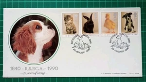 A G Bradbury LFDC 84 FDC 1990 RSPCA 1840-1990 - Battersea London SW8 Pmk - Picture 1 of 2