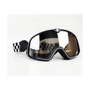Occhiali Retro Moto Neri Schermo Argento - Foto 1 di 5