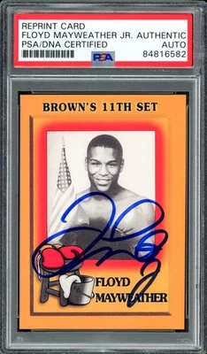 Floyd Mayweather Jr Auto 1997 Brown's Boxing Rookie Retro Reprint RC 51 PSA/DNA - Image 1 of 2