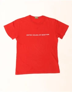 BENETTON Boys Graphic T-Shirt Top 9-10 Years Large Red Cotton BU13 - Picture 1 of 3