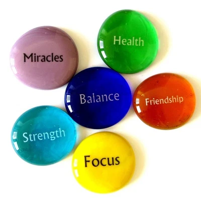 Focus Stones, 6 Inspiring, Encouraging and Motivating Single Words Imprinted on - Image 1 of 4