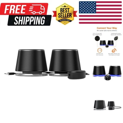 Altavoces Bluetooth para ordenador con USB 3.0 e iluminación azul Foto 1 de 4