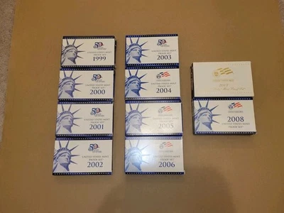 UNITED STATES MINT PROOF SETS 1999,2000,01,02,03,04,05,06,07,08 - Image 1 of 4