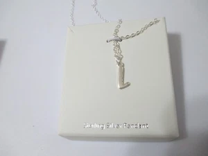 Colgante inicial "L" de plata de ley con collar - Imagen 1 de 2