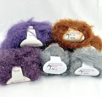 9 Skeins Aura Trendsetter Yarns 100% Nylon Purple Silver Copper - Image 1 of 4