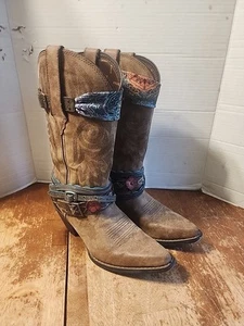 Durango Crush Accessorized Cowboy Boots, Brown, Women’s Size 7.5 M EUC  - Picture 1 of 14