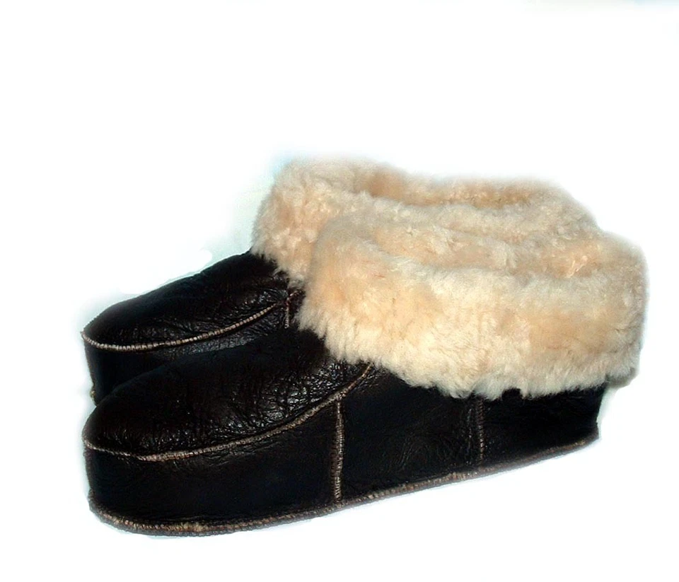 ¡NUEVO! Zapatillas de piel de cordero marrón suave de piel de oveja para hombre KATZ cuero cálido talla 8 Foto 1 de 2