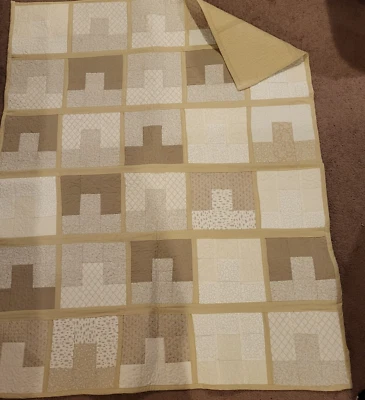 Blanket Throw Ivory& Cream Patchwork Quilted Handmade - Image 1 of 4