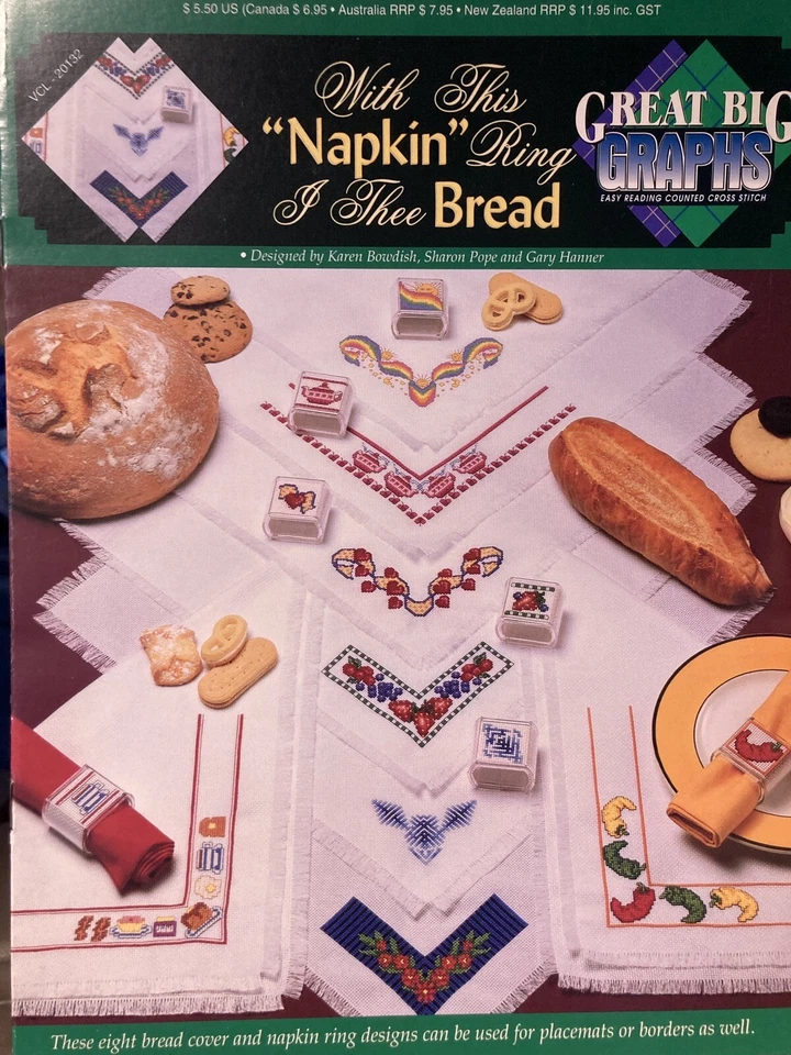 With This Napkin Ring I Thee Bread Cross Stitch Bread Covers, Great Big Graphs - Image 1 of 1