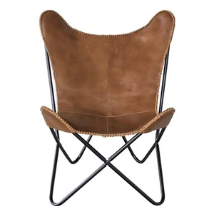 Genuine Leather Butterfly Chair - Brown - Picture 1 of 5