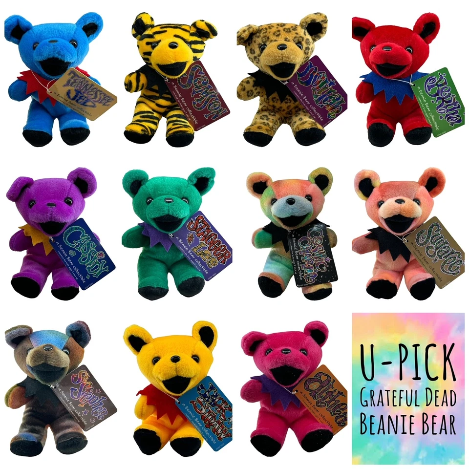U-PICK Liquid Blue Grateful Dead Tour Beanie Bear 1997 Steven Smith Etiquetas U-PICK Foto 1 de 1