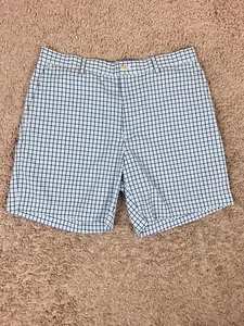 PETER MILLAR Crown Sport Blue Plaid 7” Seersucker Shorts Men’s Size 36 - Picture 1 of 6