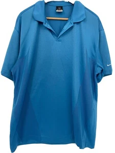 Nike Mens Mesh Golf Polo Shirt Blue Short Sleeve Stretch Swoosh Dri Fit Size XL - Picture 1 of 9