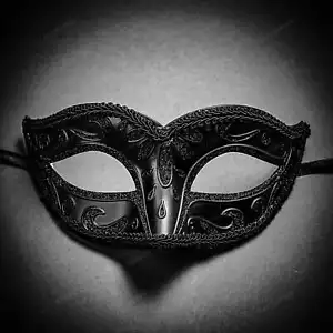 Glitter Venetian Masquerade Women Eye Mask Black | Ball Dance Costume Dress UP - Picture 1 of 4