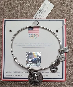 New Alex and Ani Team USA Track Rio Collection Silver Charm Bracelet 2016 - Picture 1 of 4