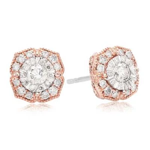 Paris 14ct Rose Gold 0.75 ctw Diamond Stud Earrings - Picture 1 of 1