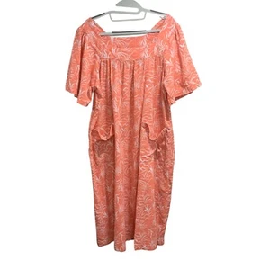 Vestido Muumuu The Vermont Country Store para mujer algodón gasa coral L playa verano - Imagen 1 de 5