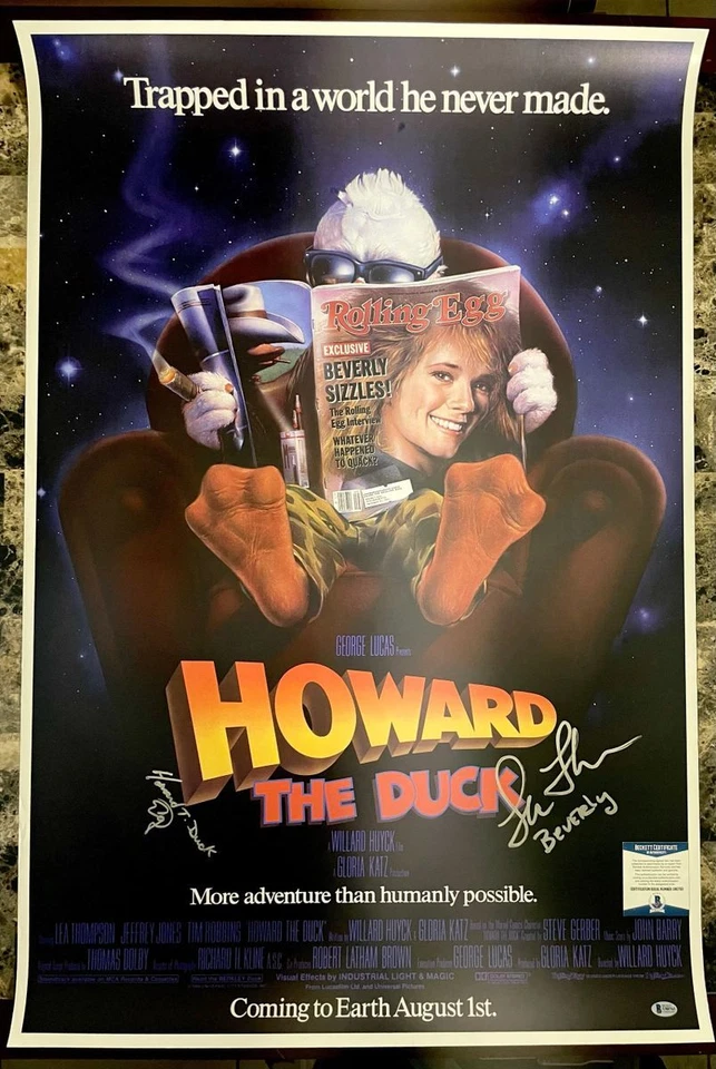Lea Thompson & Ed Gale Signed Howard The Duck 27x40 Full Size Poster BAS COA - Image 1 of 1