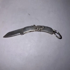 Mini Pocket Knife Pendant With Dancing Skeleton/Top Hat/Cane On Scale - Picture 1 of 6