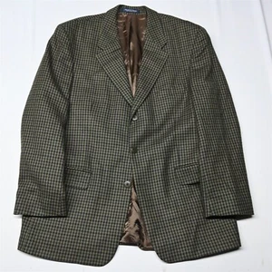Vtg Kasper 44R Brown Check Soft Tweed Mens Blazer Sport Coat Jacket - Picture 1 of 12