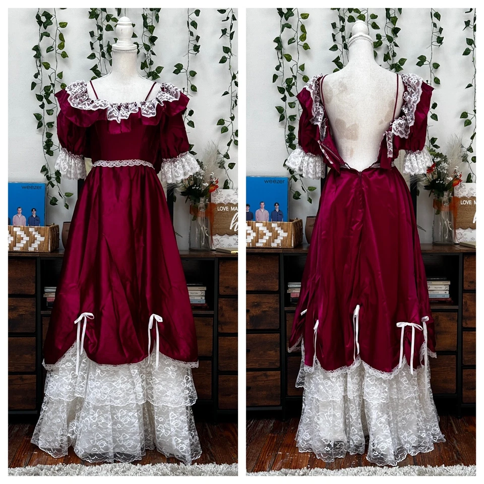 Vestido formal vintage años 80 danza encanto graduación mangas abullonadas Southern Belle XXS Foto 1 de 4