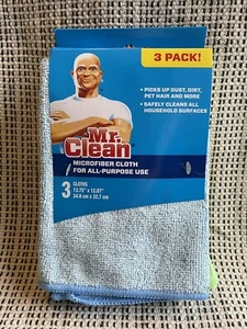 NEW Mr. Clean Microfiber Cloths 13.75"x12.875" Package Of 3 All Purpose Use - Picture 1 of 4