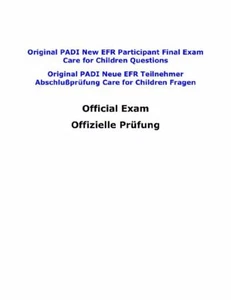 Original PADI New Neue EFR Participant Teilnehmer Final Exam Care for Children - Bild 1 von 1