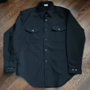 Vintage US Navy Button Down With Anchor Buttons Stamped 1980s Lg Black Ls - Picture 1 of 10