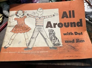 Vintage All Around with Dot and Jim 1st Grade Reader Workbook Phonics 1953 - Picture 1 of 9