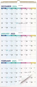 2025 Wall Calendar - 3 Month Calendar 2025 Vertical, Jan 2025 - Dec 2025, 3 Mont - Picture 1 of 12