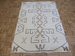 5 x 7 Hand Knotted Southwestern Ivory Modern Oushak Oriental Rug G14139 - Picture 1 of 11