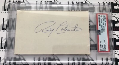 Rocky Colavito Autograph Indians 3" X 5" Index Card PSA DNA  Authentic Encased - Image 1 of 2