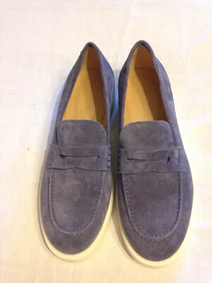 M. GEMI  THE  ALBERTA  DUSTY  BLUE  SUEDE  SLIP-ON  SHOES - SIZE  41 / US  10 - Image 1 of 4