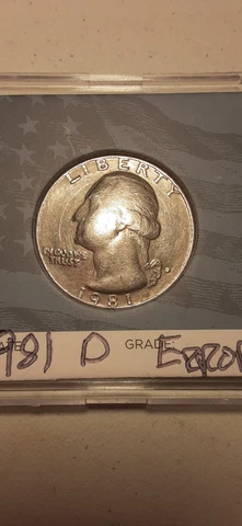 1981 D error Qaurter. Very Rare Cover
