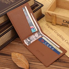 Men's Money Clip RFID Blocking Card Holder  Genuine Leather Slim Billfold Wallet