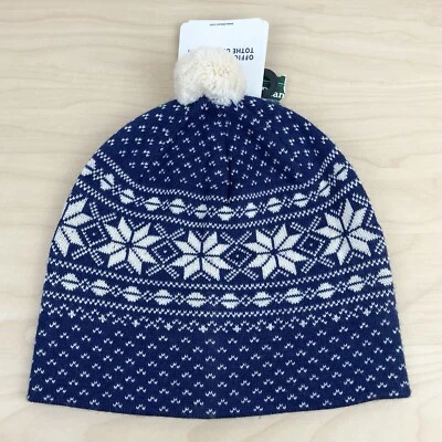 L.L. Bean Nordic Ski Hat Winter Wool Navy Blue White Fair Isle US Ski Team NWT! - Image 1 of 4
