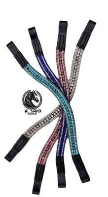 Bling 5 Row Crystal Leather Wave Browband for Horse dressing With Free Shipping. — 第 1/4 张图片