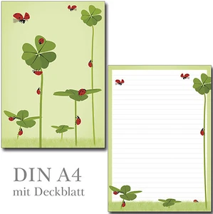 Schreibblock Klee Marienkäfer A4 25 Blatt Briefpapier Motivpapier Briefblock - Bild 1 von 3