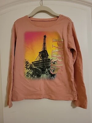 Children's Place Girls Paris Long Sleeve Shirt Size S 5/6 Eiffel Tower Pink - Image 1 of 4