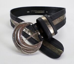 Leatherock Waist Belt 28 30 Leather Wide Black Antique Bronze 7295 Made in USA