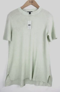 $228 Top túnica manga corta Eileen Fisher para mujer M Mist mezcla de lino orgánico NUEVO - Imagen 1 de 8