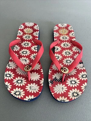 SANDALIAS TORY BURCH NANTUCKET ROJAS MARGARITA FLORALES TALLA 9 Foto 1 de 4