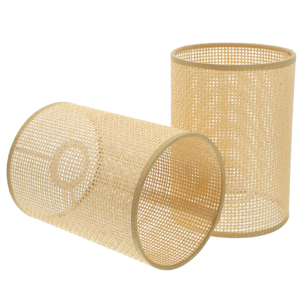 UKCOCO2pcs Rattan Woven Lamp Shade, Hanging Pendant Light Cover Cylinder Rust... - Image 1 of 4
