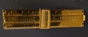 Vintage Slide Rule Gold Tone Tie Clip Articulated Moving Slides - Picture 1 of 8